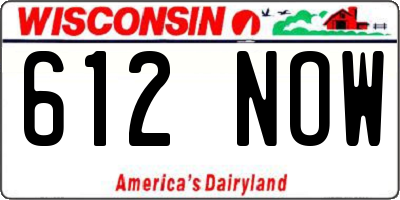 WI license plate 612NOW