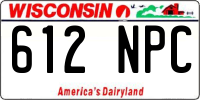 WI license plate 612NPC