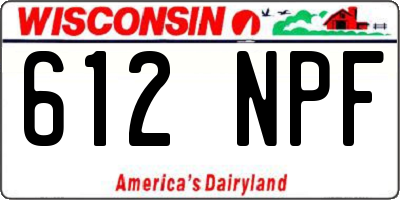 WI license plate 612NPF