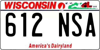 WI license plate 612NSA