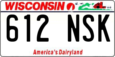 WI license plate 612NSK
