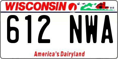 WI license plate 612NWA