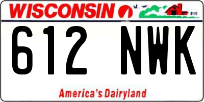 WI license plate 612NWK