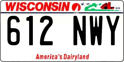 WI license plate 612NWY