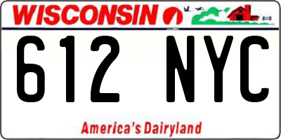 WI license plate 612NYC