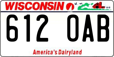 WI license plate 612OAB