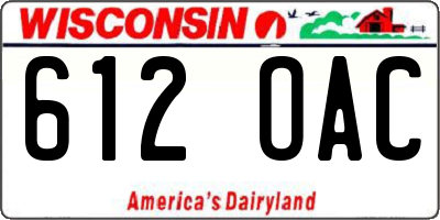 WI license plate 612OAC