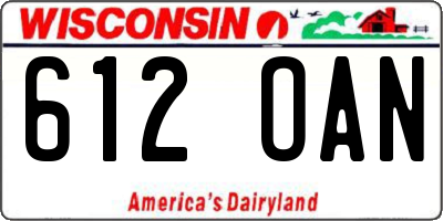 WI license plate 612OAN