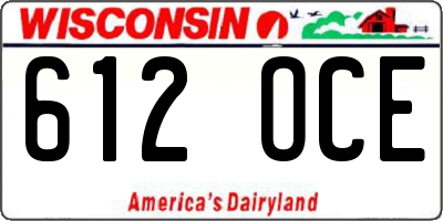WI license plate 612OCE