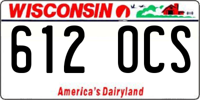 WI license plate 612OCS