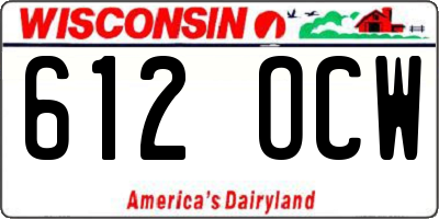 WI license plate 612OCW
