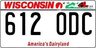 WI license plate 612ODC