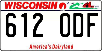 WI license plate 612ODF