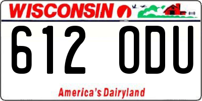 WI license plate 612ODU