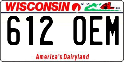 WI license plate 612OEM