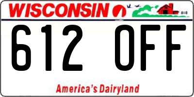 WI license plate 612OFF