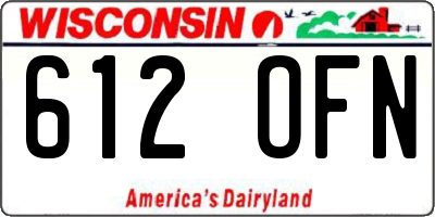 WI license plate 612OFN