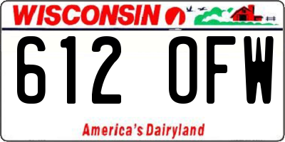WI license plate 612OFW