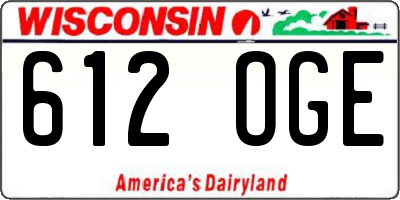 WI license plate 612OGE
