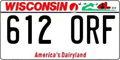 WI license plate 612ORF