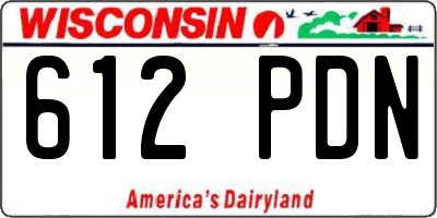 WI license plate 612PDN