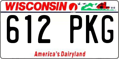 WI license plate 612PKG