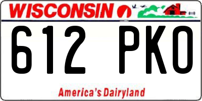 WI license plate 612PKO