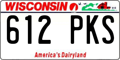 WI license plate 612PKS