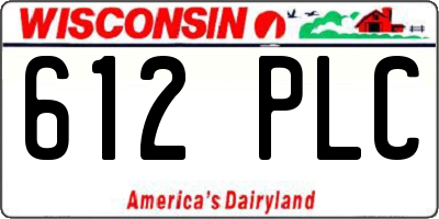 WI license plate 612PLC