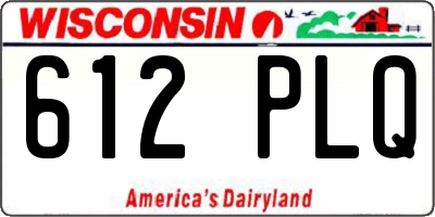 WI license plate 612PLQ