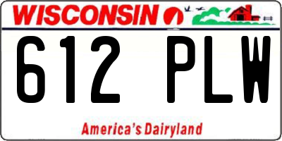 WI license plate 612PLW