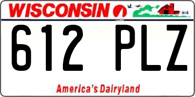 WI license plate 612PLZ