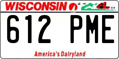 WI license plate 612PME