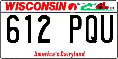 WI license plate 612PQU