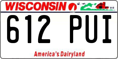 WI license plate 612PUI