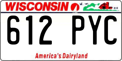 WI license plate 612PYC