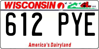 WI license plate 612PYE