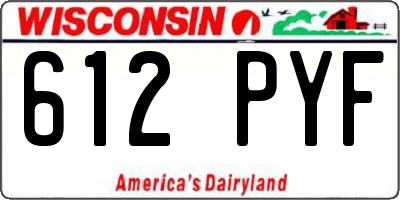WI license plate 612PYF