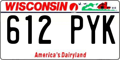 WI license plate 612PYK