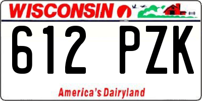 WI license plate 612PZK