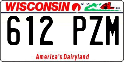 WI license plate 612PZM