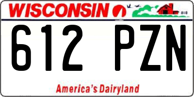 WI license plate 612PZN