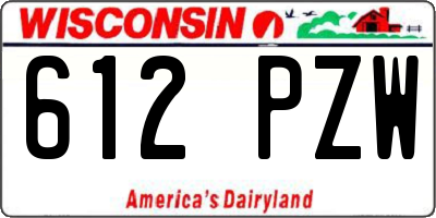 WI license plate 612PZW
