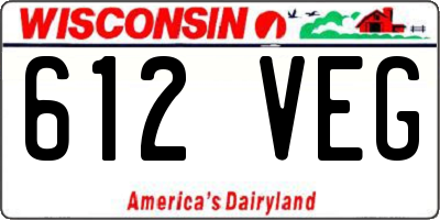 WI license plate 612VEG
