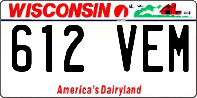 WI license plate 612VEM
