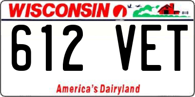 WI license plate 612VET
