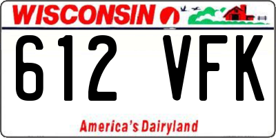 WI license plate 612VFK