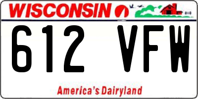 WI license plate 612VFW