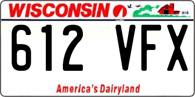 WI license plate 612VFX