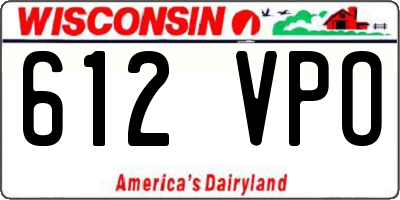 WI license plate 612VPO